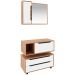 Kit Gabinete Balcão e Espelheira de Banheiro 80 cm Karina Amêndoa/Branco
