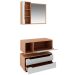 Kit Gabinete Balcão e Espelheira de Banheiro 80 cm Karina Amêndoa/Branco