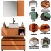 Kit Gabinete Balcão e Espelheira de Banheiro Marina Amêndoa