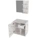 Kit Gabinete e Espelheira de Banheiro 60 cm Cuba Romana Mármore Branco