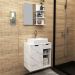 Kit Gabinete e Espelheira de Banheiro 60 cm Cuba Romana Mármore Branco