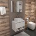 Kit Gabinete e Espelheira de Banheiro 60 cm Cuba Valente Branco