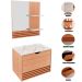 Kit Gabinete e Espelheira de Banheiro 60 cm Sâmia Amêndoa/Mármore Branco