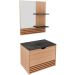 Kit Gabinete e Espelheira de Banheiro 60 cm Sâmia Amêndoa/Mármore Lunar
