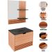Kit Gabinete e Espelheira de Banheiro 60 cm Sâmia Amêndoa/Mármore Lunar