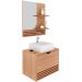 Kit Gabinete e Espelheira de Banheiro 60 cm com Cuba Sâmia Amêndoa