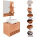 Kit Gabinete e Espelheira de Banheiro 60 cm com Cuba Sâmia Amêndoa