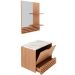 Kit Gabinete e Espelheira de Banheiro 60 cm com Cuba Sâmia Amêndoa/Mármore Branco