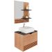 Kit Gabinete e Espelheira de Banheiro 60 cm com Cuba Sâmia Amêndoa/Mármore Lunar