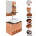 Kit Gabinete e Espelheira de Banheiro 60 cm com Cuba Sâmia Amêndoa/Mármore Lunar