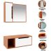 Kit Gabinete e Espelheira de Banheiro 80 cm Karina Amêndoa/Branco
