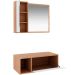 Kit Gabinete e Espelheira de Banheiro 80 cm Karina Amêndoa/Branco