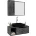 Kit Gabinete e Espelheira de Banheiro 80 cm com Cuba Karina Mármore Lunar