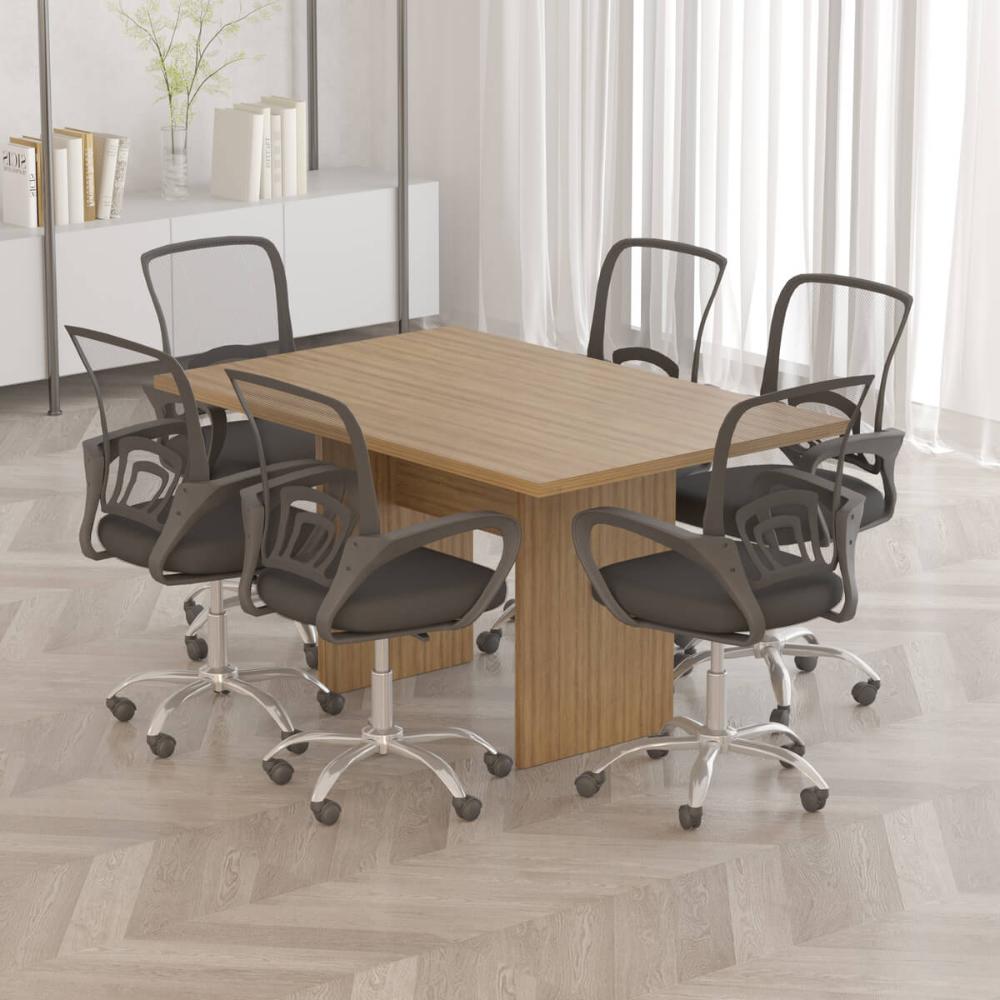 Mesa De Reunião Para Escritório 136x90cm Me4191 Amêndoa