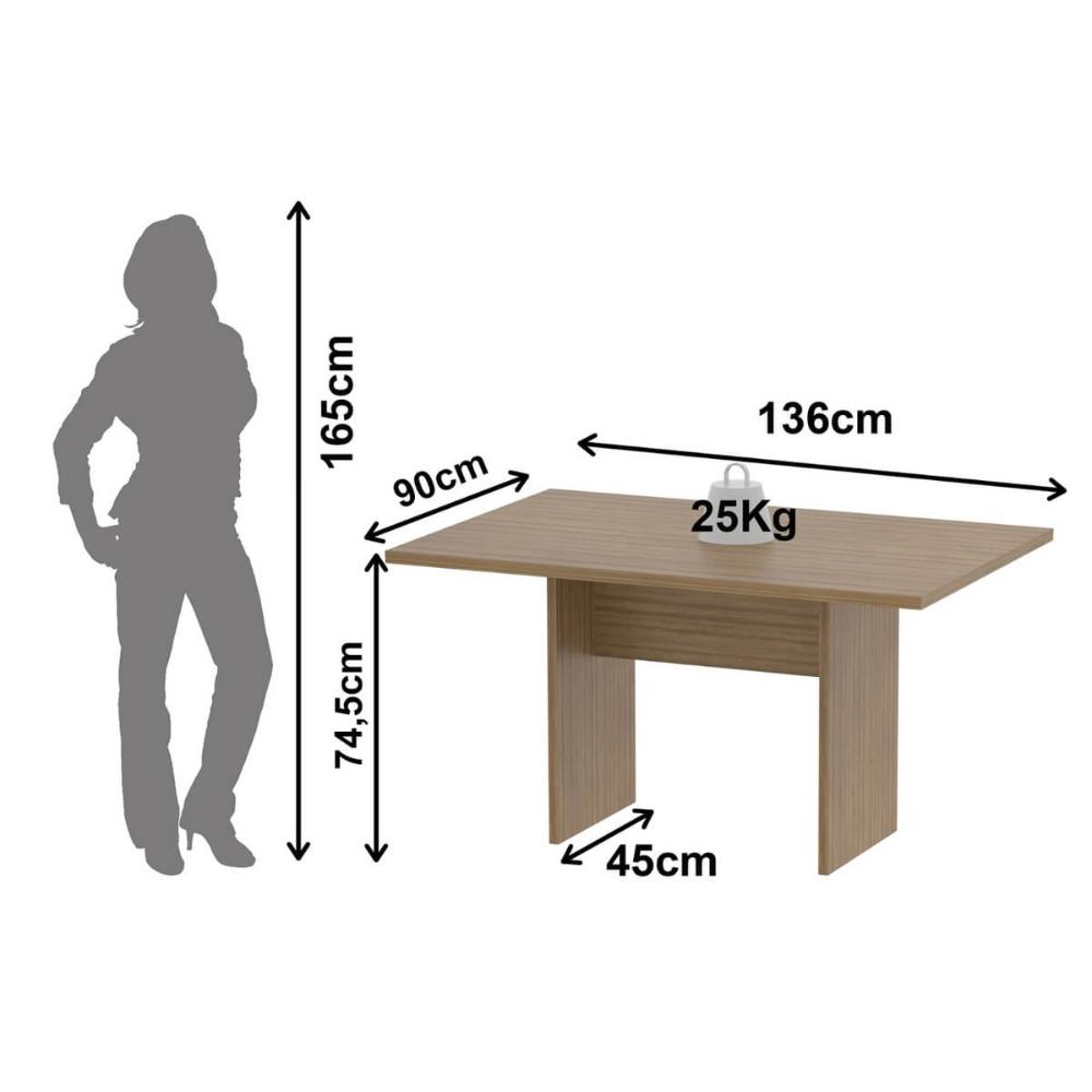 Mesa De Reunião Para Escritório 136x90cm Me4191 Amêndoa