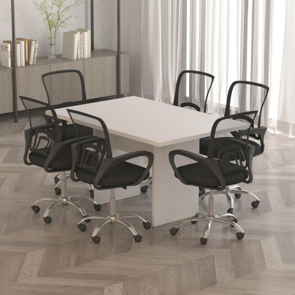 Mesa De Reunião Para Escritório 136x90cm Me4191 Branco