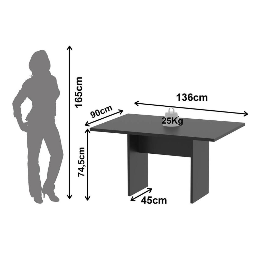 Mesa De Reunião Para Escritório 136x90cm Me4191 Preto