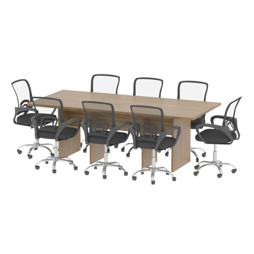 Mesa De Reunião Para Escritório 220x100cm Me4190 Amêndoa