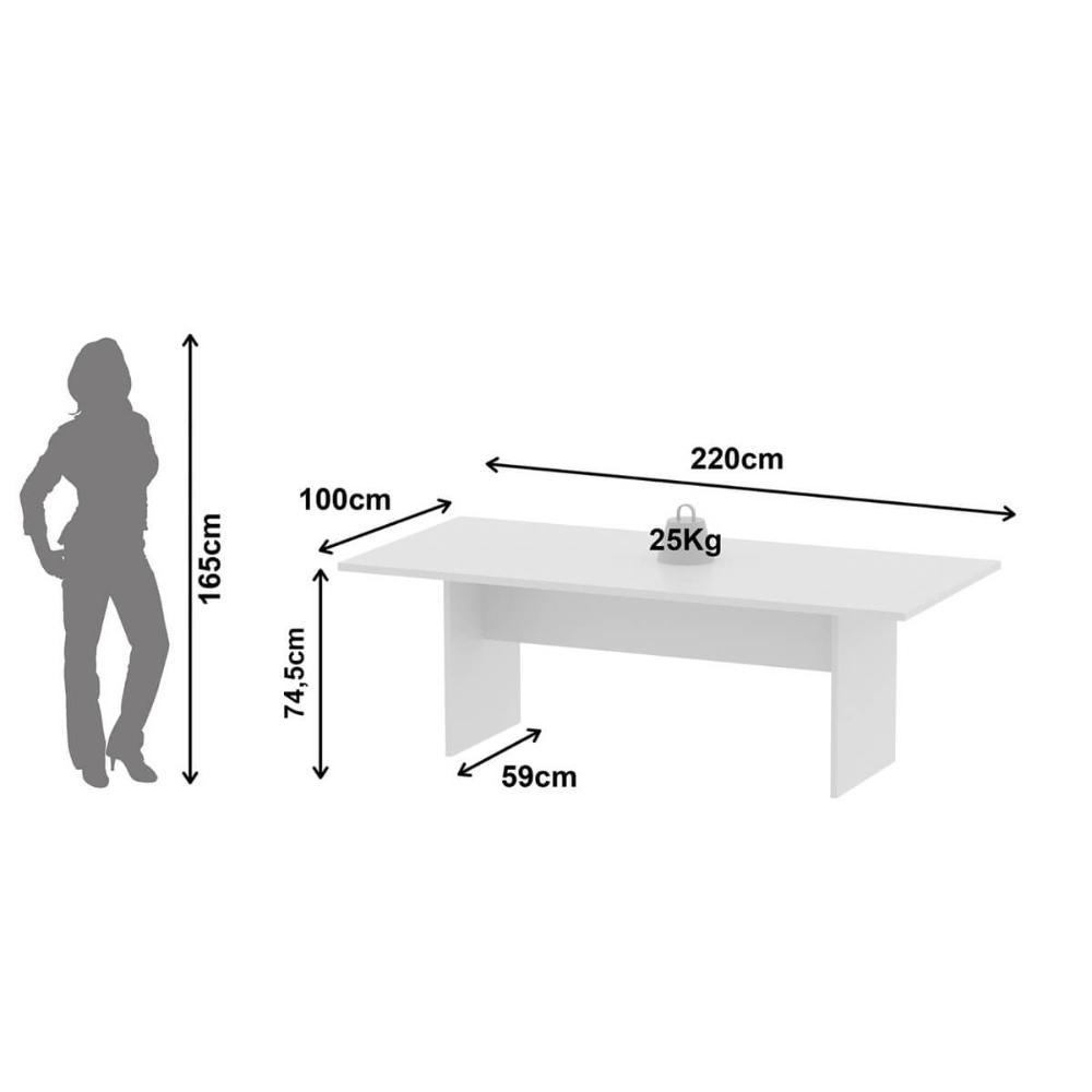 Mesa De Reunião Para Escritório 220x100cm Me4190 Branco