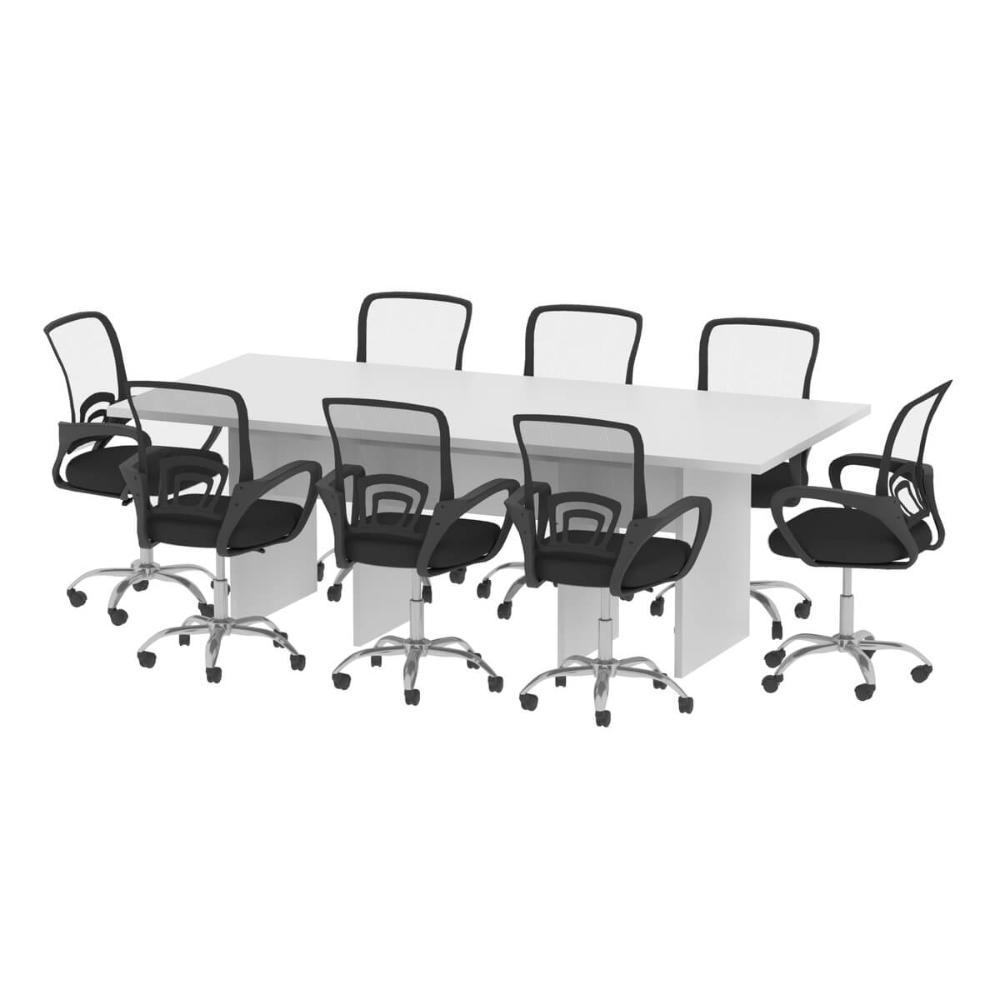 Mesa De Reunião Para Escritório 220x100cm Me4190 Branco