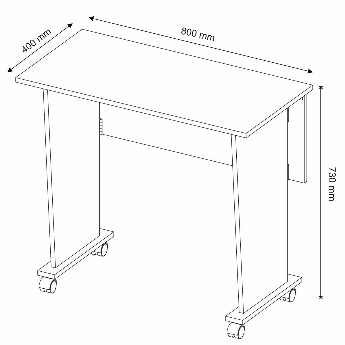 Mesa Escrivaninha Dobrável com Rodízio Amêndoa