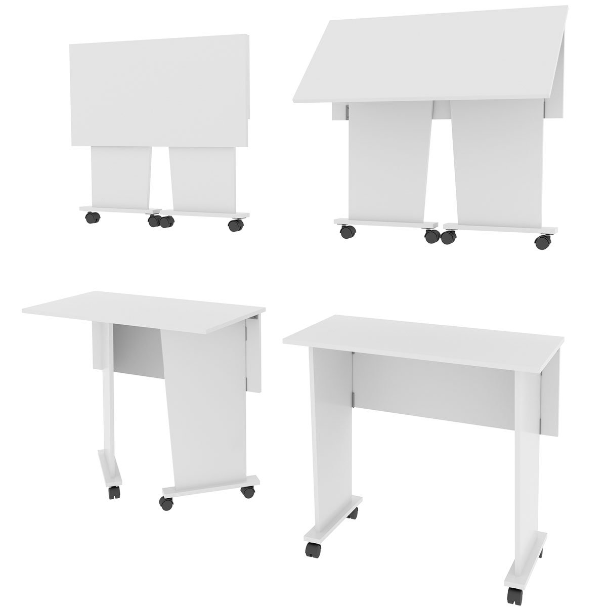 Mesa Escrivaninha Dobrável com Rodízio Branco