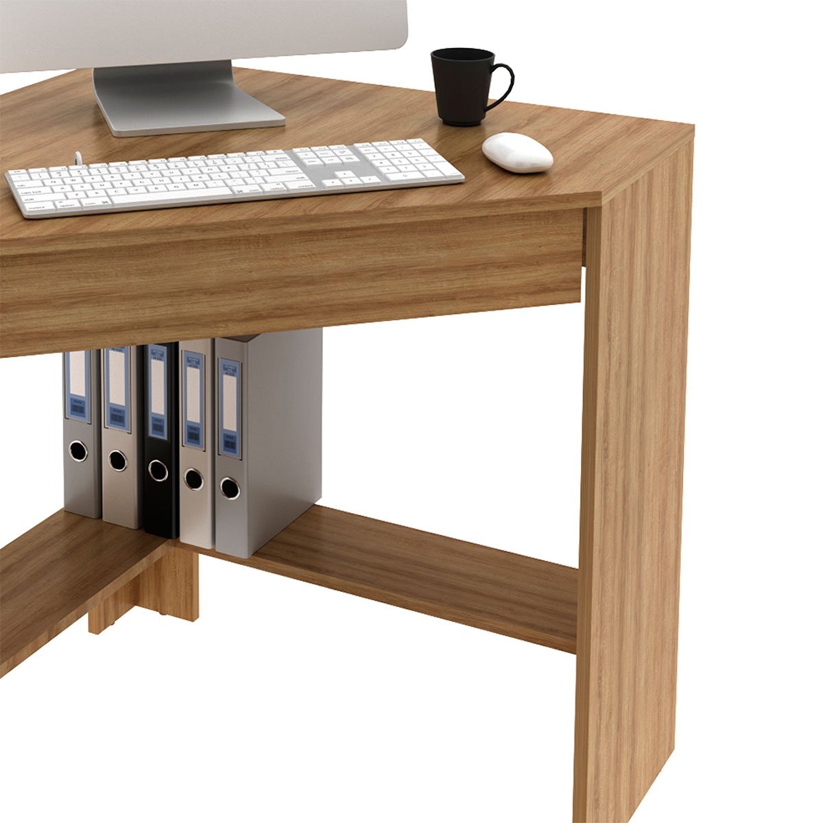 Mesa Escrivaninha de Canto para Escritório 1 Gaveta Amêndoa