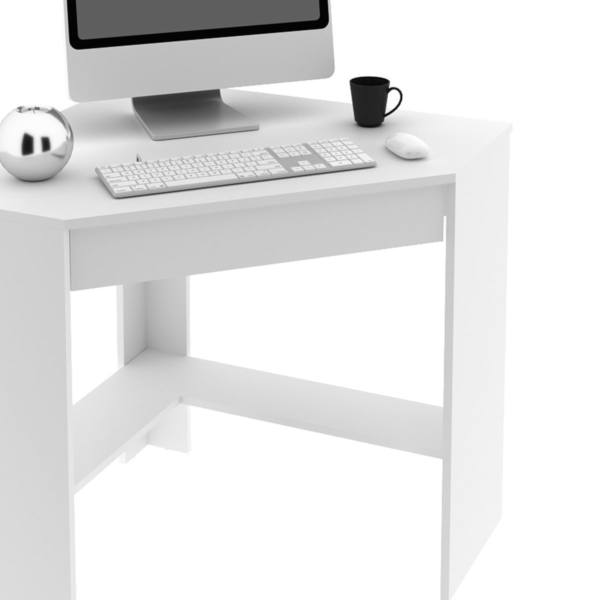Mesa Escrivaninha de Canto para Escritório 1 Gaveta Branco
