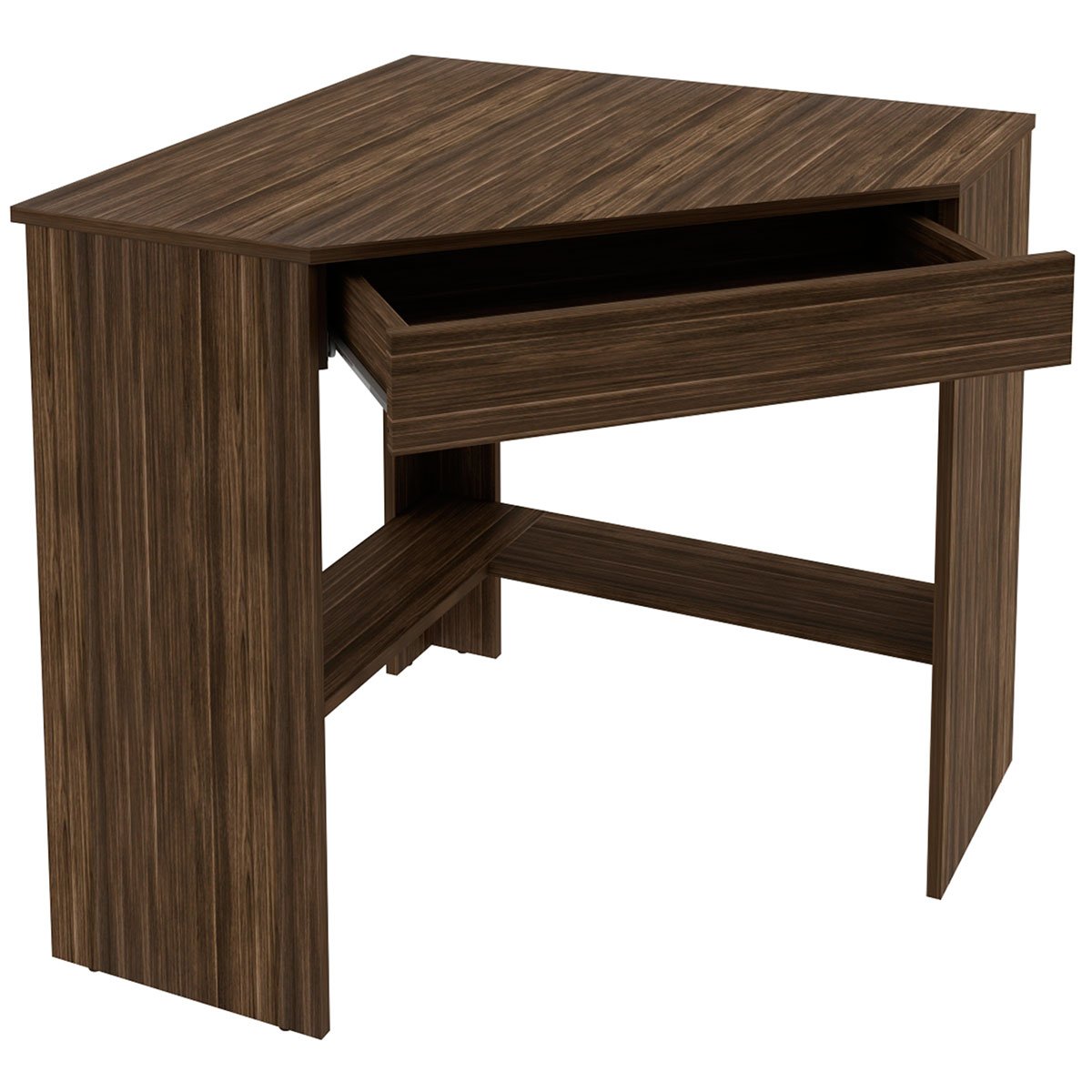 Mesa Escrivaninha de Canto para Escritório 1 Gaveta Nogal