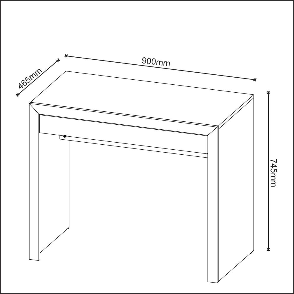 Mesa Escrivaninha para Escritório 90x46,5x74,5cm com 1 Gaveta Branca ME4107 Tecnomobili