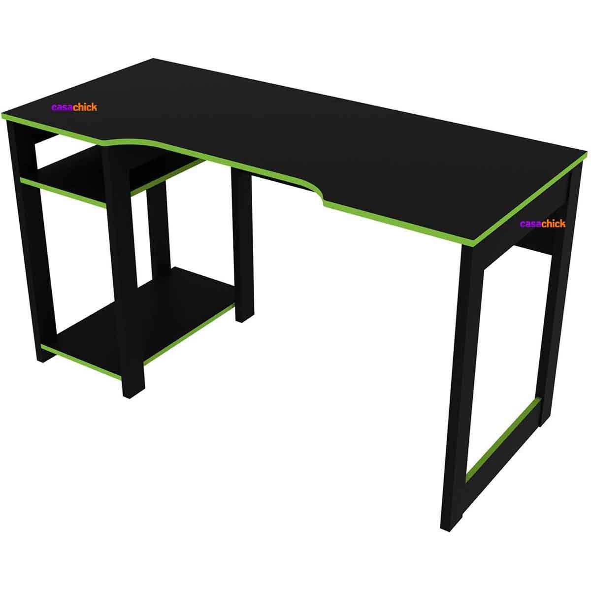 Mesa Gamer com Espaço para 2 Monitores e para CPU ME4152  Preto/Verde