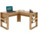 Mesa de Canto para Escritório em L Angular Detalhe Ripado Amêndoa
