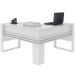 Mesa de Canto para Escritório em L Angular Detalhe Ripado Branco