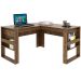 Mesa de Canto para Escritório em L Angular Detalhe Ripado Nogal