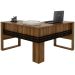 Mesa de Canto para Escritório em L Angular Detalhe Ripado Nogal/Preto