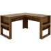 Mesa de Canto para Escritório em L Angular Detalhe Ripado Nogal/Preto