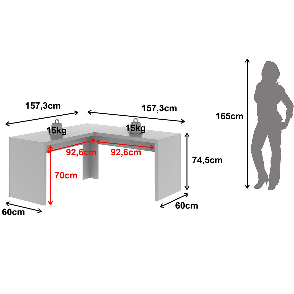 Mesa de Canto para Escritório em L Angular MDP Branco