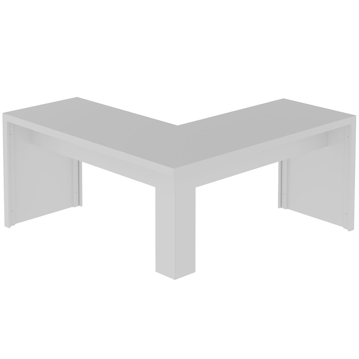 Mesa de Canto para Escritório em L Angular MDP Branco