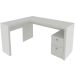 Mesa de Canto para Escritório em L Angular com 2 Gavetas Branco