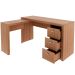 Mesa de Canto para Escritório em L Angular com 3 Gavetas Amêndoa