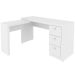 Mesa de Canto para Escritório em L Angular com 3 Gavetas Branco