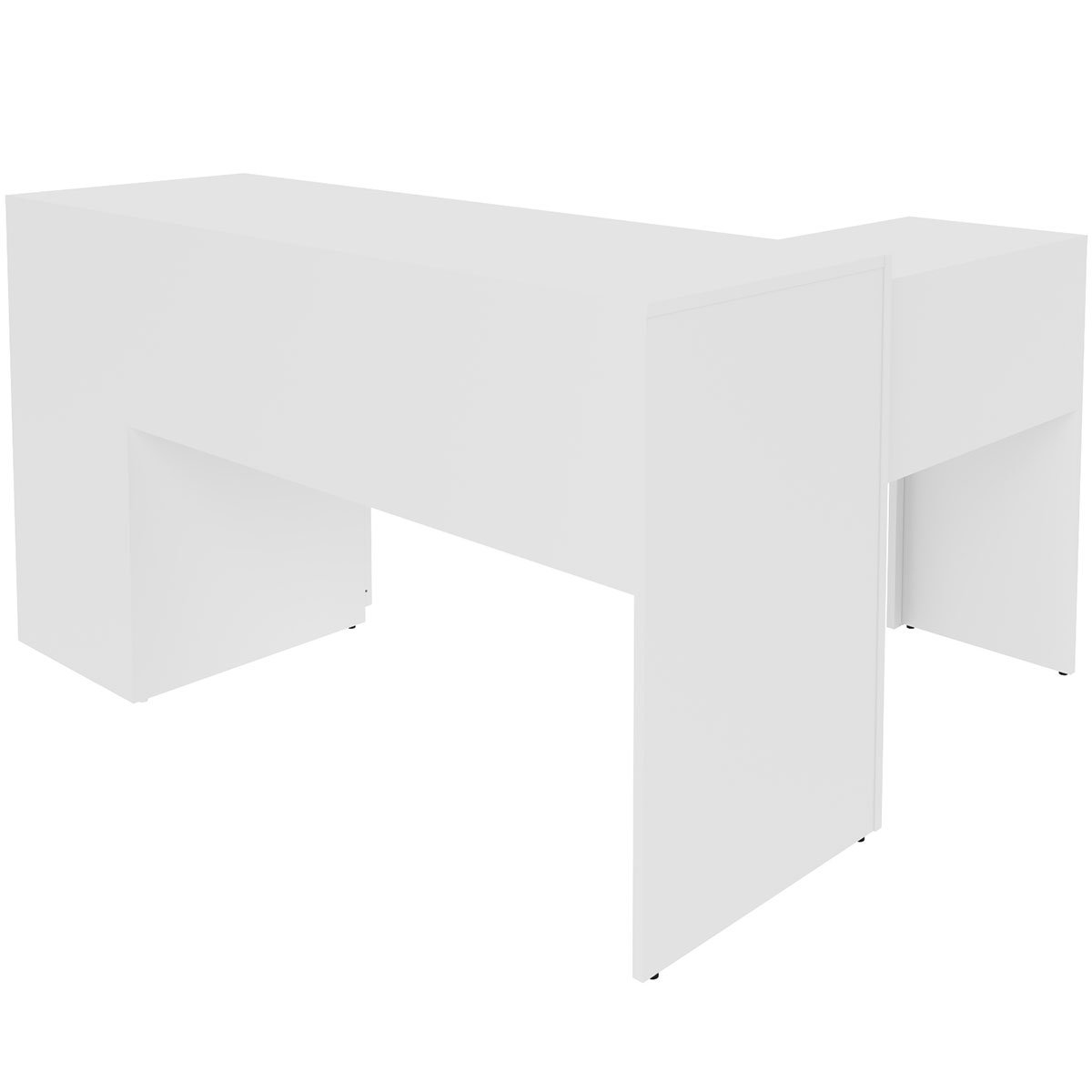Mesa de Canto para Escritório em L Angular com 3 Gavetas Branco