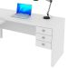 Mesa de Canto para Escritório em L Angular com 3 Gavetas Branco