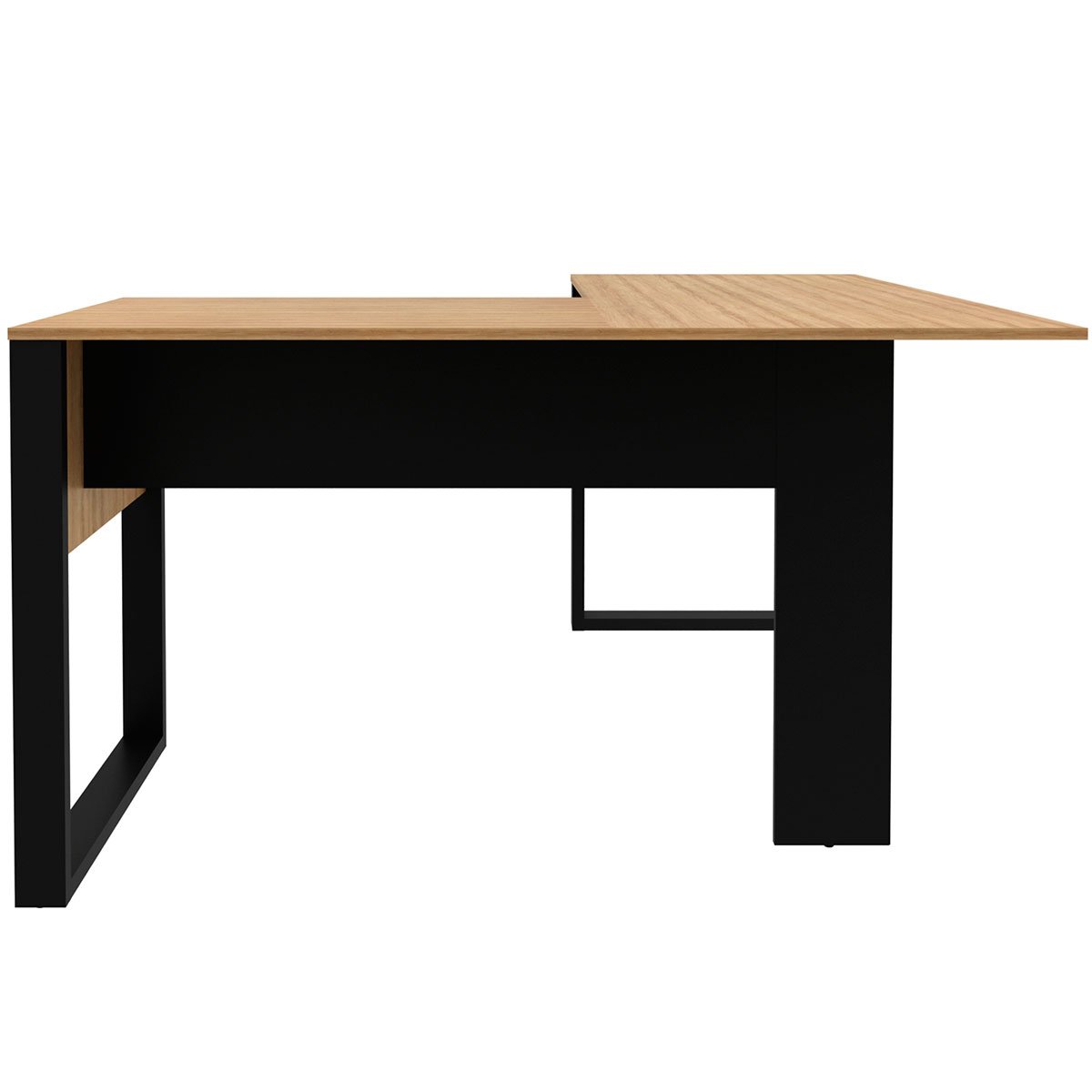 Mesa de Canto para Escritório em L MDP Amêndoa/Preto