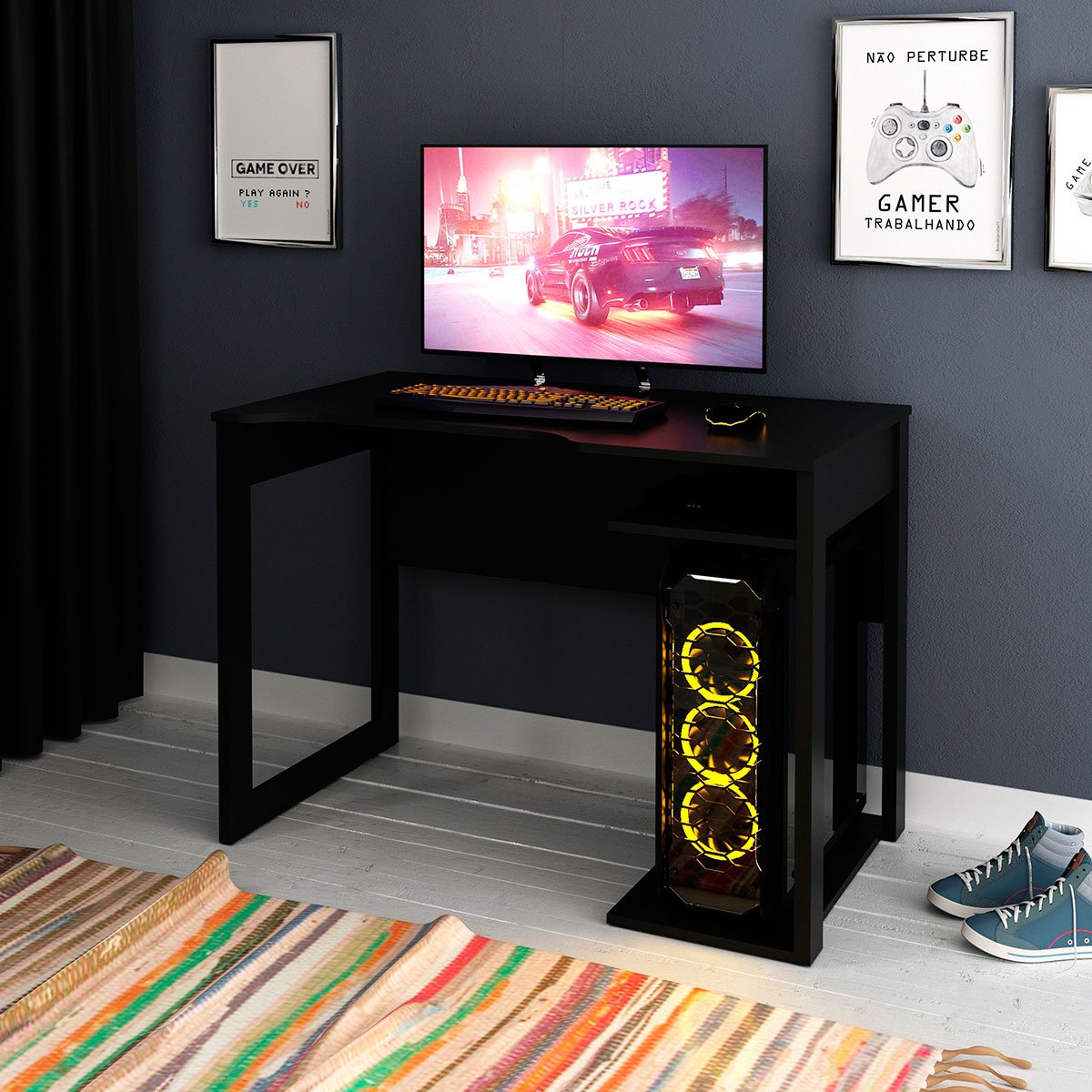 Mesa para Computador Escrivaninha Gamer  Preto
