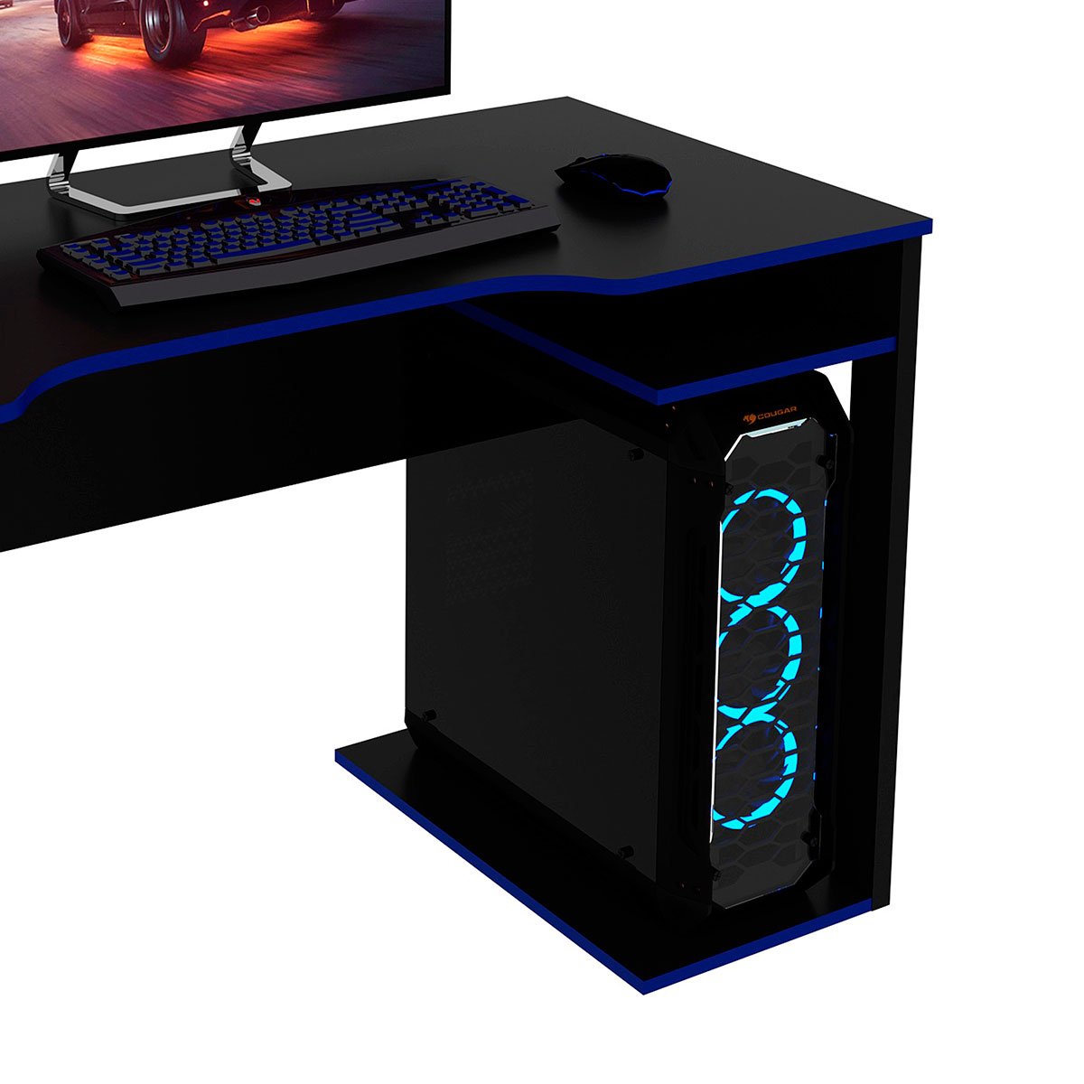 Mesa para Computador Escrivaninha Gamer  Preto/Azul