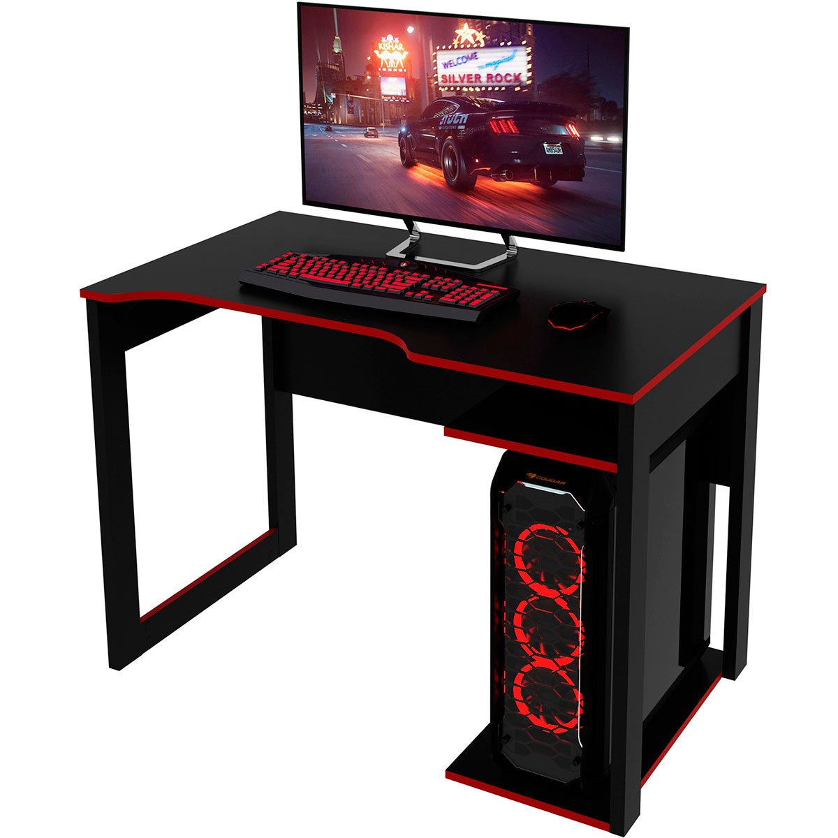 Mesa para Computador Escrivaninha Gamer  Preto/Vermelho