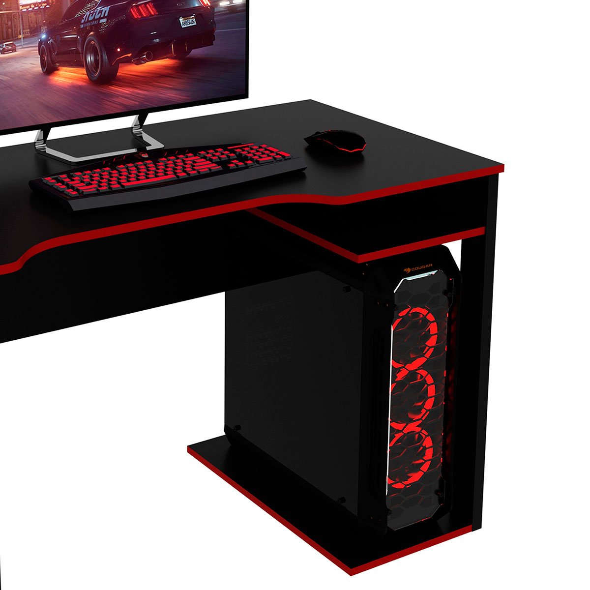Mesa para Computador Escrivaninha Gamer  Preto/Vermelho
