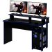 Mesa para Computador Gamer Espaço para 2 Monitores e CPU Preto/Azul