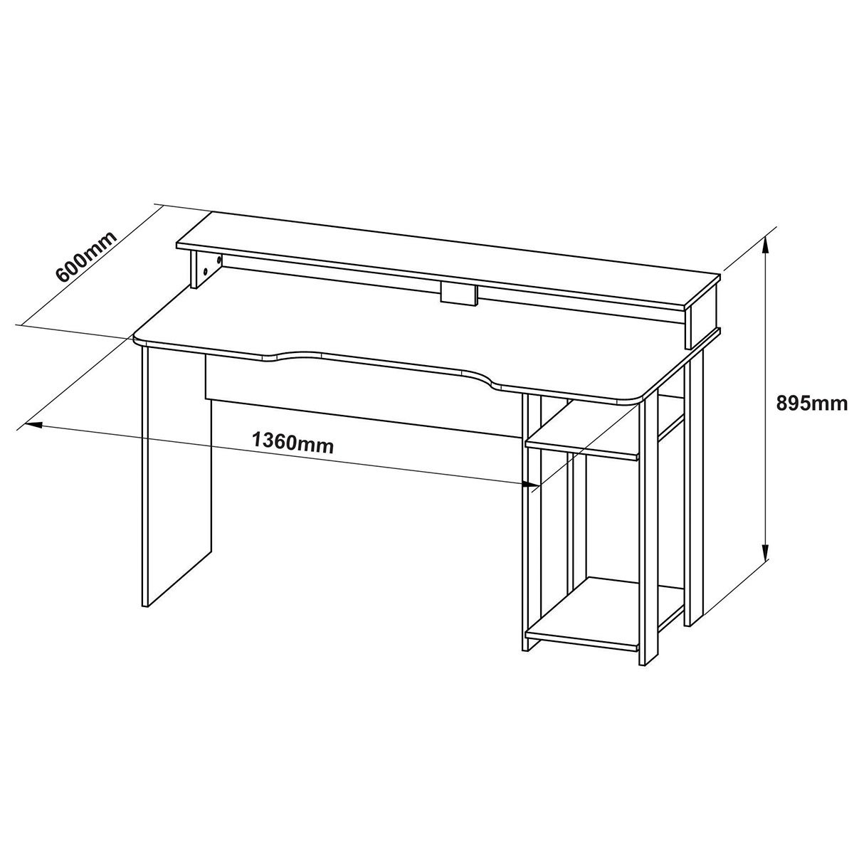 Mesa para Computador Gamer Espaço para 2 Monitores e CPU Preto/Azul
